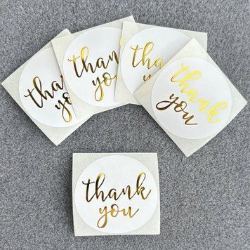 Наклейки Thank you білі 38мм 10шт 0048 фото